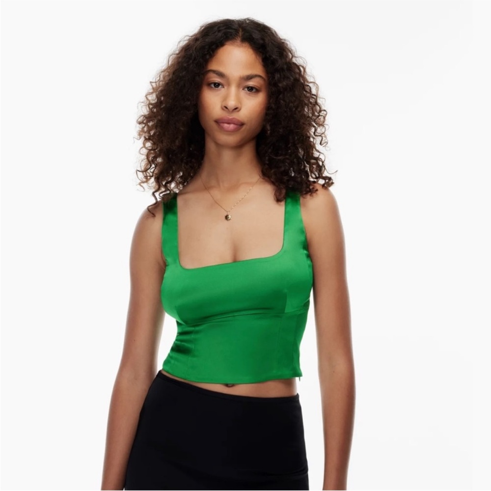 Aritzia satin green top